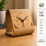Table Clock Laser Cut, Wooden Desk Clock SVG, CNC Clock Template, Home Decor DXF PDF EPS Files - Image 3