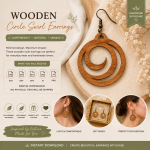 Wooden Swirl Earrings SVG | Laser Cut Jewelry Template | Circle Dangle Earrings File | Glowforge Design