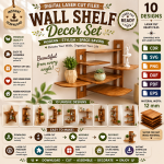 Modern Corner Shelves Laser Cut Bundle, Wooden Wall Shelf SVG, Floating Corner Shelf CNC Template, DXF PDF EPS