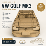 Volkswagen Golf MK3 Laser Cut Files | 3D Wooden Car Model SVG DXF PDF | Instant Digital Download