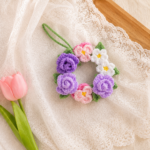 Flower Wreath Crochet Pattern PDF, Purple Floral Wreath Tutorial, Spring Home Decor, Wall Hanging Decor Pattern - Image 5
