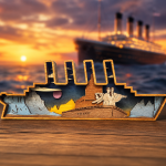 Cruise Ship SVG 3D Layered Sunset Landscape, Ocean Liner Cut File - Image 2