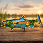 Fish SVG, 3D Layered Ocean, Fishing Laser File, 6 Layered Design - Image 2
