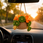 Nasturtium Crochet Pattern PDF, Car Mirror Hanging Charm, Flower Basket Amigurumi, Rear View Mirror Decor - Image 3