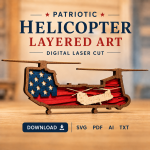 Chopper SVG 3D Layered Silhouette, Helicopter Flight Cut File, Laser Cut 5 Layer