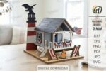3D 4th of July Houses Laser Cut Bundle SVG | Patriotic House Decor CNC Files | Glowforge xTool Cricut Templates - Image 12