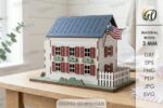 3D 4th of July Houses Laser Cut Bundle SVG | Patriotic House Decor CNC Files | Glowforge xTool Cricut Templates - Image 3
