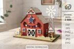 3D 4th of July Houses Laser Cut Bundle SVG | Patriotic House Decor CNC Files | Glowforge xTool Cricut Templates - Image 5