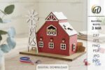 3D 4th of July Houses Laser Cut Bundle SVG | Patriotic House Decor CNC Files | Glowforge xTool Cricut Templates - Image 6