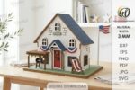3D 4th of July Houses Laser Cut Bundle SVG | Patriotic House Decor CNC Files | Glowforge xTool Cricut Templates - Image 8