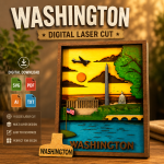 Washington SVG 3D, 8 Layers State Art, Plywood Cut File
