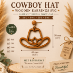 Cowboy Hat Wooden Earrings SVG | Laser Cut Earrings SVG Bundle | Western Earrings DXF PNG EPS | Glowforge Files | Cricut Cut File - Image 2
