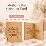 Mother's Day Greeting Card Laser Cut Files, SVG DXF PDF Bundle, Handmade Card Download - Image 5