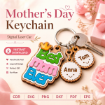 Mother’s Day Keychain SVG Bundle, Laser Cut Mom Keepsake, Personalized Gift for Mother - Image 5