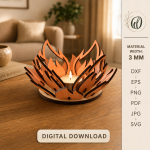 3D Candle Holders Bundle Laser Cut Files, Wooden Tea Light Holder SVG, Candle Stand DXF, CNC Decor Template, Glowforge Ready Design - Image 4