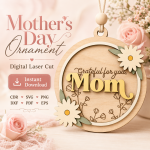 Mother's Day Ornament Laser Cut Files, SVG DXF PDF Bundle, Family Keepsake Download - Image 5
