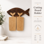 Cutting Boards with Holders Bundle Laser Cut Files | Kitchen Board Stand SVG | Wooden Chopping Board Rack DXF | CNC Glowforge File PDF EPS - Image 4