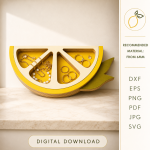 3D Lemon Decor Laser Cut Bundle, Summer Kitchen SVG, Lemon Tiered Tray Decor, Glowforge DXF Files, Citrus Home Decor CNC Template - Image 4