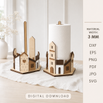 Paper Towel Roll Holder Bundle Laser Cut Files | Kitchen Towel Stand SVG | Wooden Paper Towel Dispenser DXF | CNC Cut File | Glowforge Digital Download - Image 4