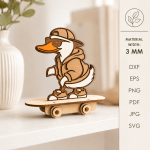 3D Skateboarding Animals Laser Cut Files | Animal Skateboard SVG Bundle | Kids Nursery Decor Glowforge CNC Digital Download - Image 4