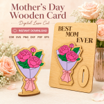 Mother's Day Gift for Mom | Wooden Greeting Card Laser Cut File | SVG DXF PDF EPS PNG CDR Download - Image 5