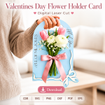 Valentine Gift Card Holder SVG | Flower Display Card Laser Cut File | Digital Download - Image 5