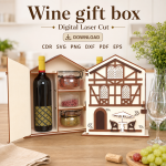 Wooden Wine Gift Box Template | Wine Bottle Holder SVG | Laser Cut File for Glowforge - Image 5