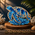 Ocean Life Laser Cut Files, SVG DXF PDF Bundle, Marine Animal Wall Art, DIY Wooden Decor - Image 4