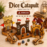 Dice Catapult Laser Cut File | DND Dice Launcher SVG | CDR SVG PNG DXF PDF EPS Download