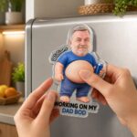 Custom Photo Poke Dad Bod Belly, Personalized Squishy Acrylic Fridge Magnet, Funny Face Gift For Dad Bod, Father's Day Gift For Husband - Image 5