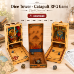 Dice Tower & Catapult SVG | DND Dice Launcher Laser Cut File | RPG Gaming Accessory Download