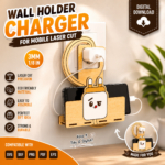 Wall Mounted Phone Charger Holder, Laser Cut Design, Mobile Phone Dock Station, Cable Holder Organizer Gift - Image 4
