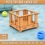 Pets Toy Box Laser Cut SVG Bundle | Dog Cat Toy Storage Box CNC Files | Wooden Pet Organizer DXF PDF EPS CDR PNG | Glowforge Ready Design - Image 4