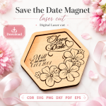 Save the Date Magnet Laser Cut File | Wedding Favor SVG | Digital Download - Image 5