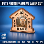 Pets Photo Frame Laser Cut SVG | Dog Cat Picture Frame CNC Files | Pet Memorial Photo Holder | Wooden Animal Frame Digital Download - Image 4