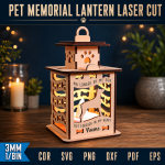 Pet Memorial Lantern Laser Cut File | Dog Cat Remembrance Candle Holder SVG | Personalized Pet Loss Sympathy Gift | Wooden Memorial Lantern CNC DXF PDF EPS - Image 4