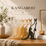 Wooden Kangaroo Decor – Minimalist Animal Sculpture, Natural Wood Home Accent, Modern Safari Style Ornament - Image 2