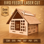 Bird Feeder Laser Cut File, Wooden Bird Feeder SVG, Garden Birdhouse CNC Template, Outdoor Bird Feeding Station DXF, DIY Plywood Feeder Plan - Image 4