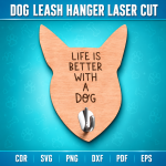 Dog Leash Hanger Laser Cut File | Pet Leash Holder SVG | Dog Wall Hook CNC Template | Paw Print Key Holder DXF PDF EPS Digital Download - Image 4
