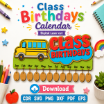 Class Birthday Calendar Laser Cut File | Classroom Birthday Board SVG | Digital Download - Image 5