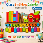 Classroom Birthday Tracker SVG | Teacher Classroom Decor Laser Cut File - Image 5