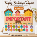 Family Birthday Calendar Laser Cut File | Birthday Reminder Board SVG | Digital Download - Image 5