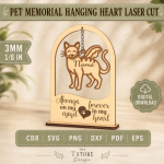 Pet Memorial Hanging Heart Laser Cut Files | Dog Cat Remembrance Ornament SVG | Pet Loss Sympathy Gift | Wooden Heart Memorial Decor | CNC Digital Download - Image 4