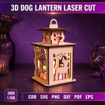 3D Dog Lantern Laser Cut SVG | Wooden Puppy Lamp Files | Pet Night Light CNC Template | Dog Lover Gift DXF EPS PDF Download - Image 5