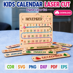 Kids Calendar Laser Cut File | Montessori Calendar SVG | Digital Download - Image 4