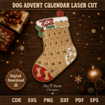 Dog Advent Calendar Laser Cut File | Christmas Pet Treat Countdown Box SVG DXF PDF | Wooden Puppy Holiday Calendar CNC Digital Download - Image 4