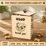 Pet Treat Containers Laser Cut Files | Dog & Cat Treat Jar SVG DXF PDF EPS | Wooden Pet Food Storage Box Template | Pet Snack Holder CNC Files - Image 4