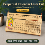 Perpetual Calendar SVG | Laser Cut Wooden Desk Calendar Template | Digital Download - Image 5
