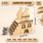 Hamster House Laser Cut SVG | DIY Wooden Pet Hideout | Small Animal Cage Decor DXF - Image 4