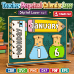 Teacher Calendar SVG | Perpetual Classroom Calendar Laser Cut File | Digital Download - Image 5
